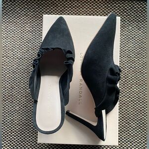Loeffler Randall NEW Black Suede Leather Pointy Toe Mules Size 8.5